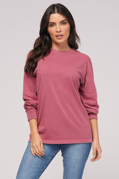 401 – ADULT UNISEX MID WEIGHT L/S PIGMENT DYED TEE