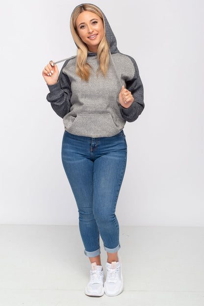 869 – ADULT UNISEX HEAVY WEIGHT MARLED VARSITY HOODY