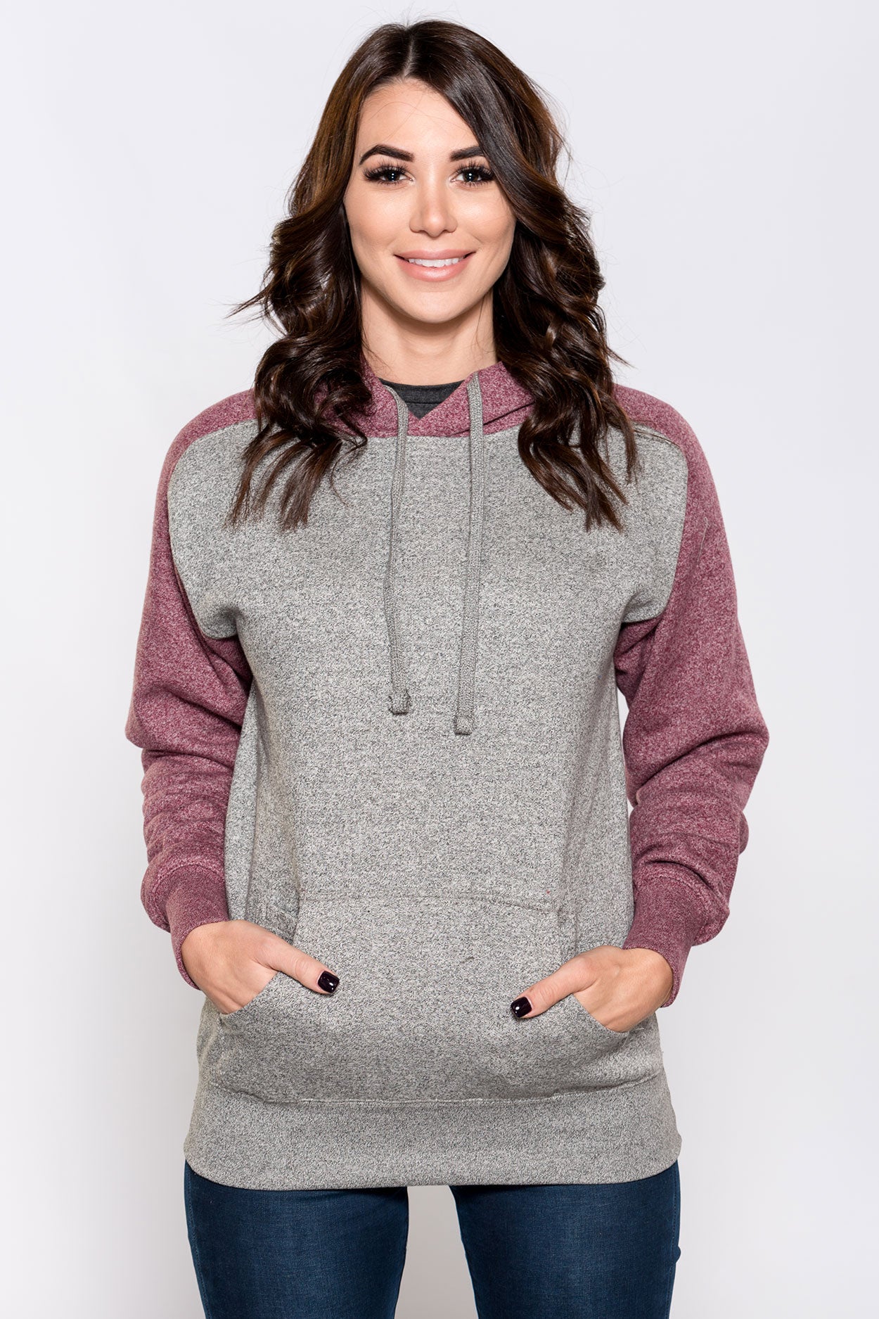 869 – ADULT UNISEX HEAVY WEIGHT MARLED VARSITY HOODY