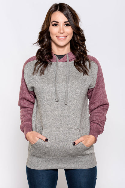 869 – ADULT UNISEX HEAVY WEIGHT MARLED VARSITY HOODY