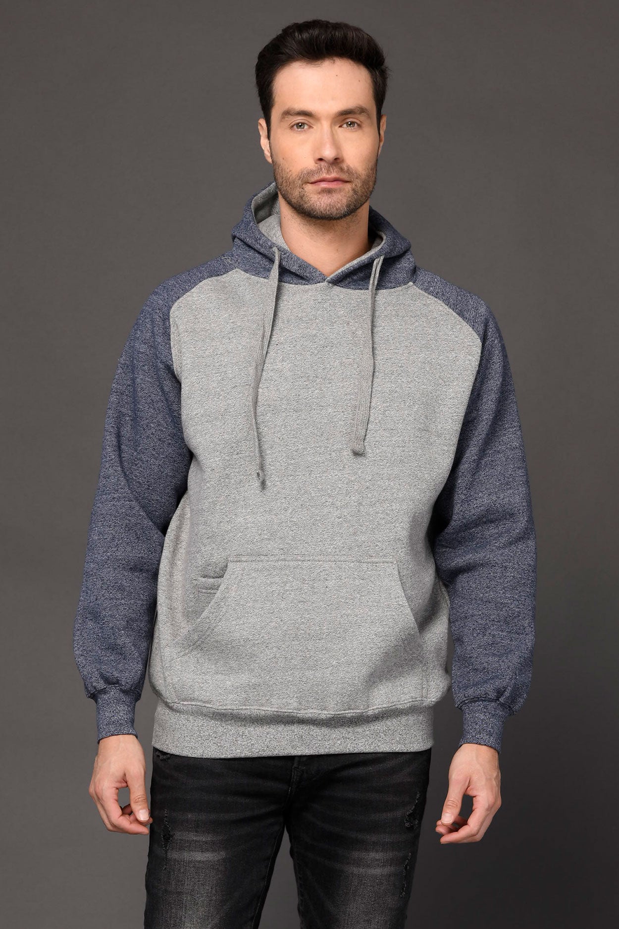 869 – ADULT UNISEX HEAVY WEIGHT MARLED VARSITY HOODY